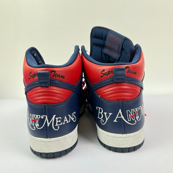 Nike x Supreme Dunk SB High "By Any Means" Red/Navy size 10.5 Style DN3741-600 - Picture 4 of 16